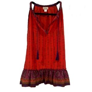 Natural Life red high neck tassel tank top